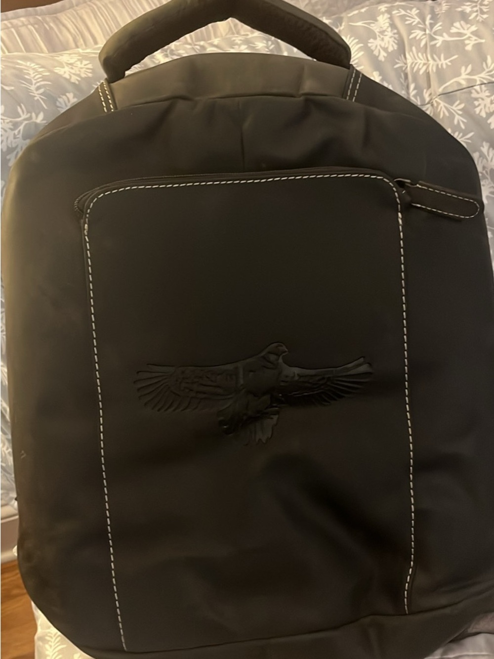 Brown Men's Backpack with Eagle Embossed Front